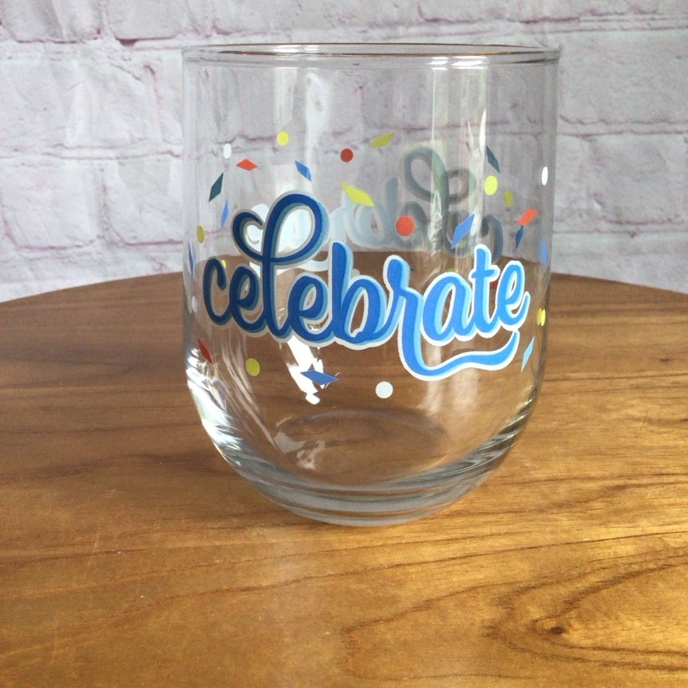 Cristar Celebrate Stemless Wine Glass with Festive Design